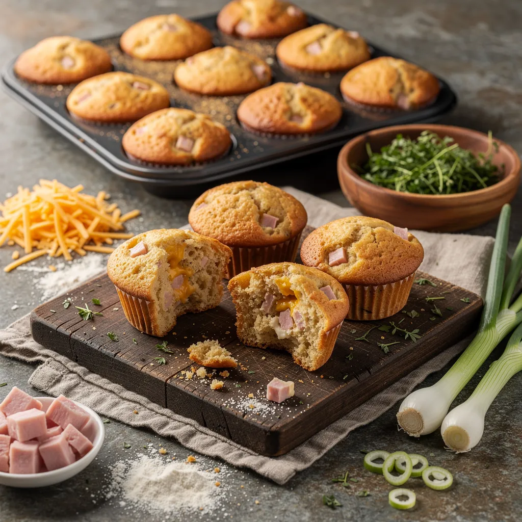 Herzhafte Muffins mit Schinken und Käse