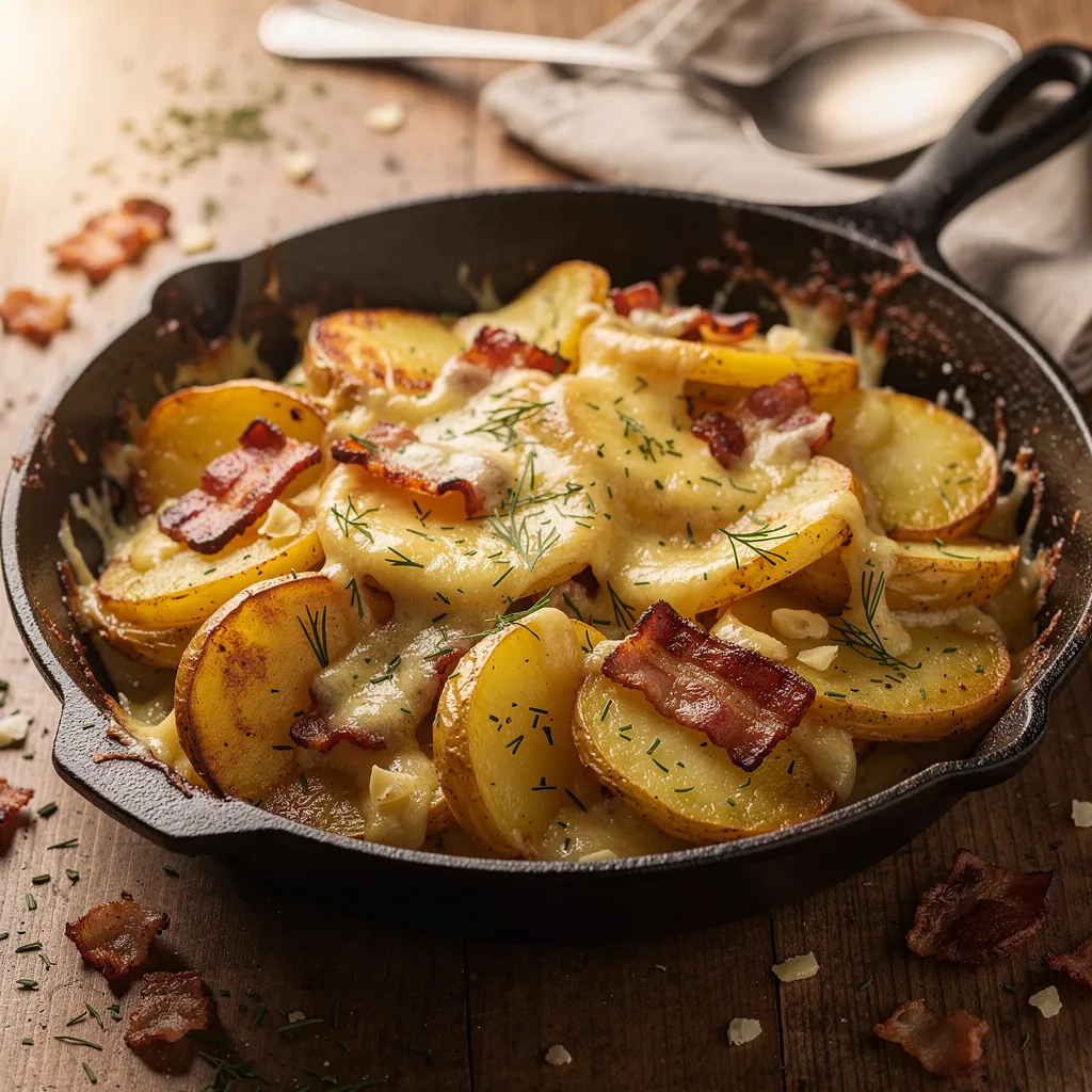 Kartoffelpfanne mit Bacon und Käse