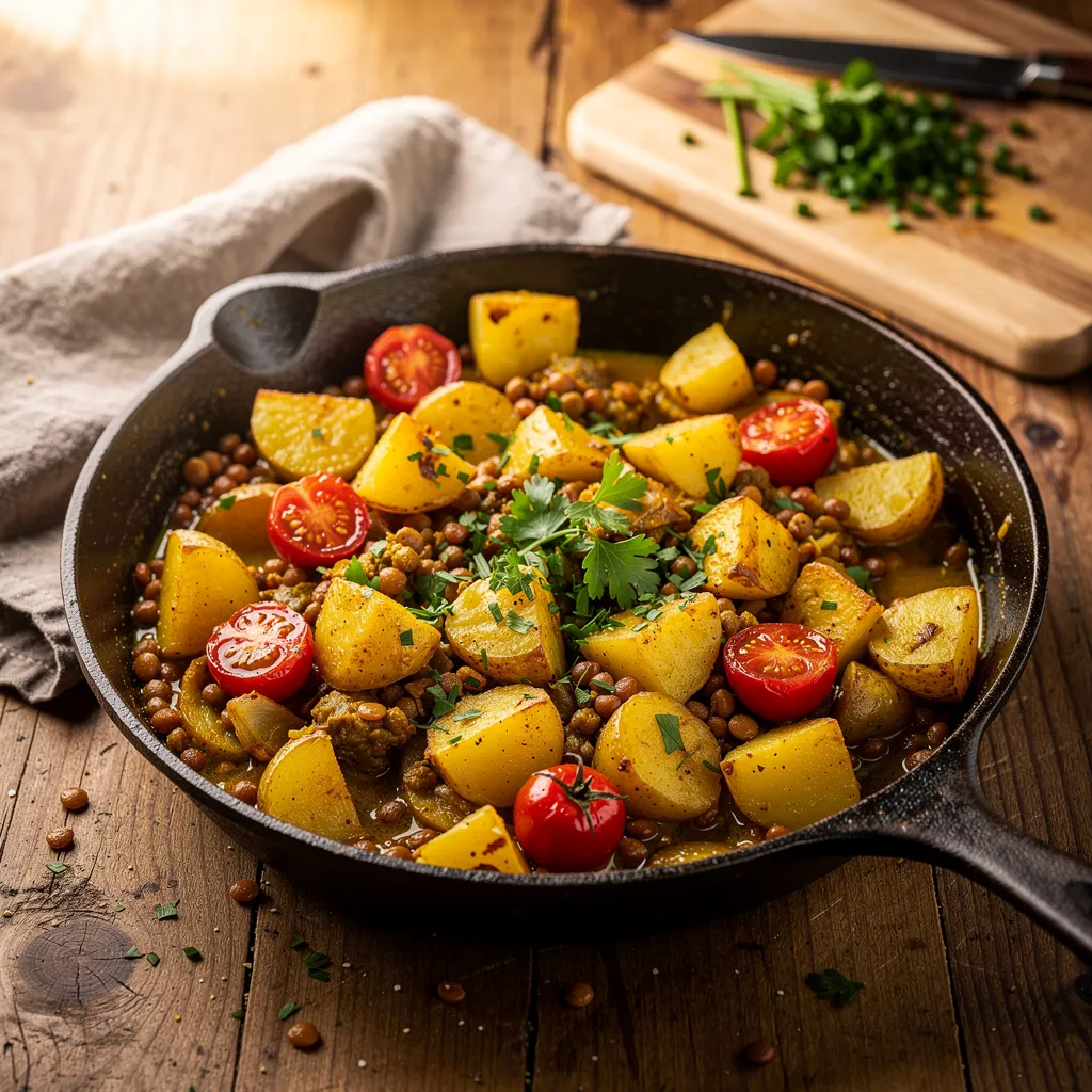 Kartoffelpfanne mit Linsen