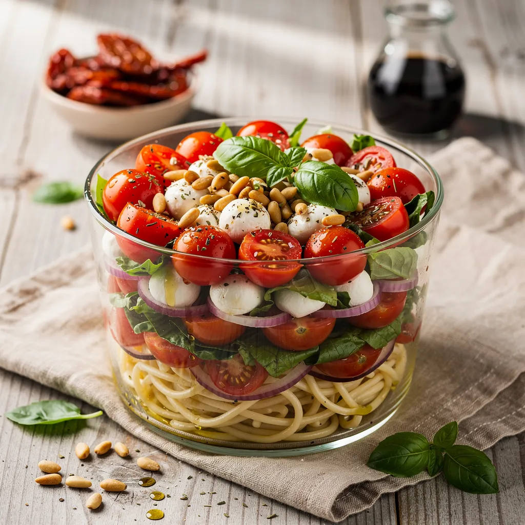 Italienischer Schichtsalat mit Spaghetti
