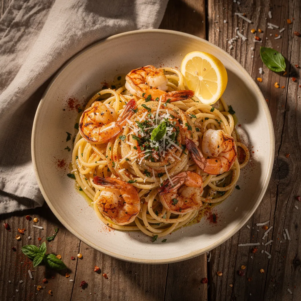 Spaghetti mit Kräutergarnelen
