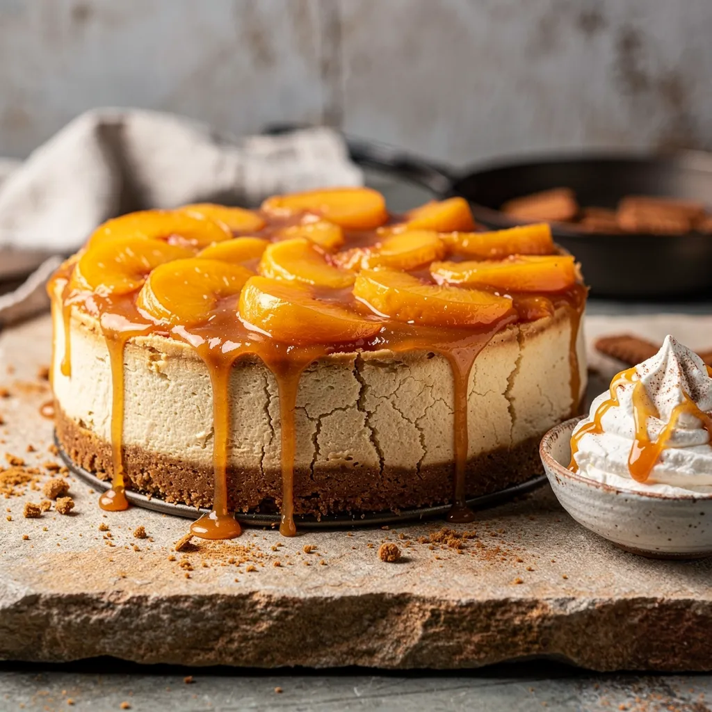 Upside-Down Peach Cobbler Cheesecake