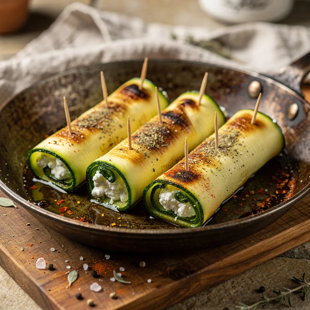 Zucchini-Röllchen mit Feta